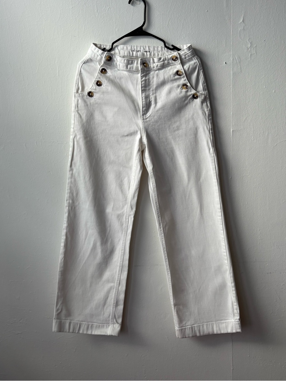 ON 34TH Women's White Wide-Leg High Rise Denim Cargo Jean Size 6